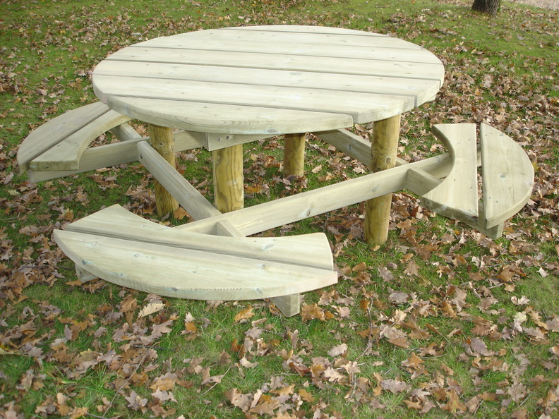 Table pique-nique bois ronde Grosbois