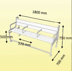Banc acier/bois Sénior PMR Madison 2