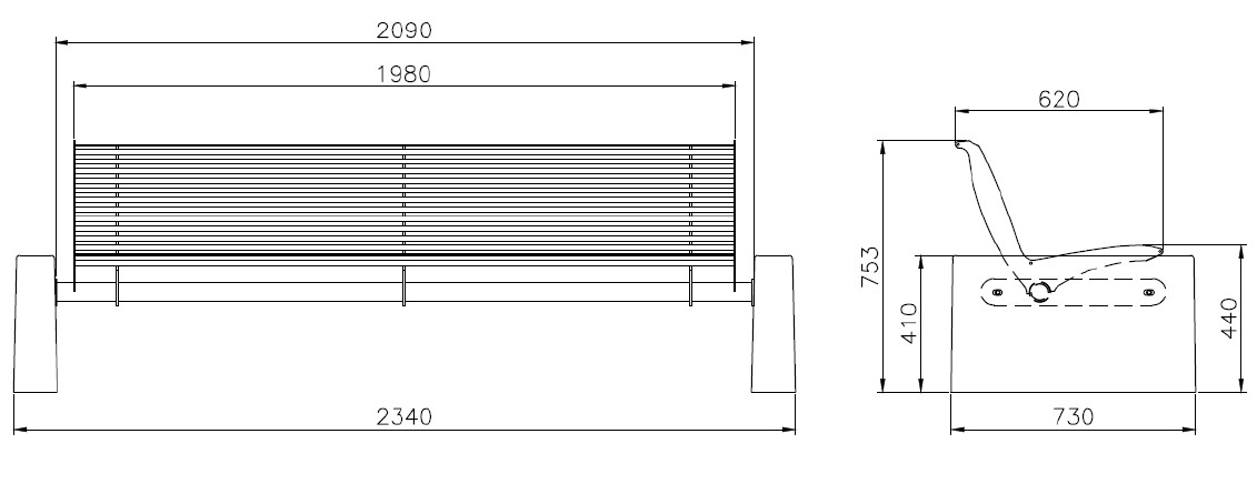 Banc acier/béton Makina 7