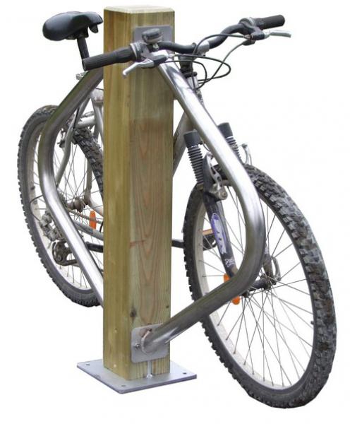 Appui vélos bois avec arceau inox Génos