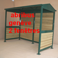 Abri bus acier & bois Genève avec 2 fenêtres. 